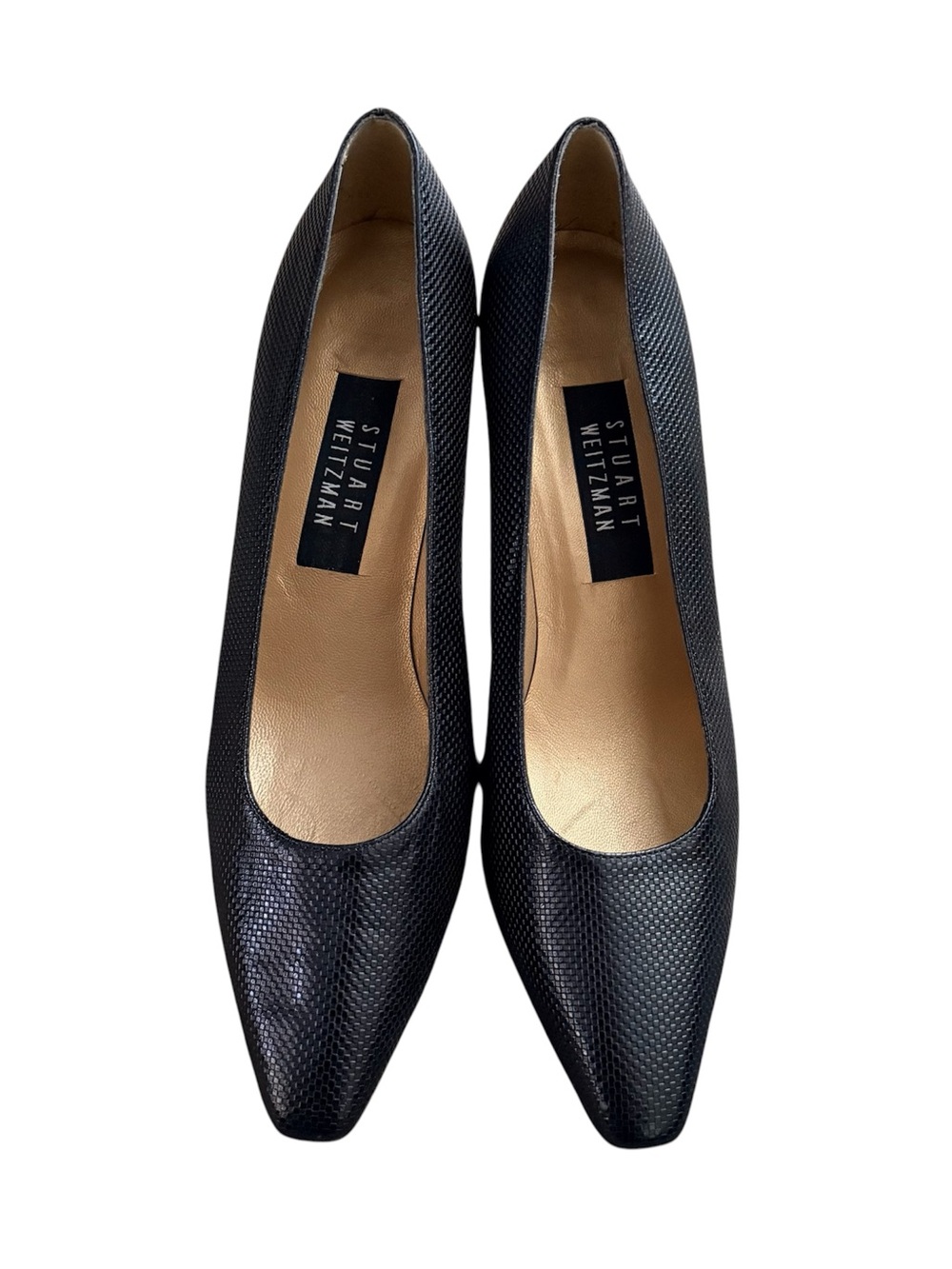 Stuart Weitzman Ossarah Women's Black Chex Calf Heels Pumps 9